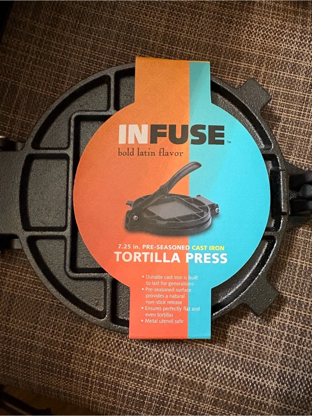 Black Cast Iron Tortilla Press - Heavy-Duty Home Use